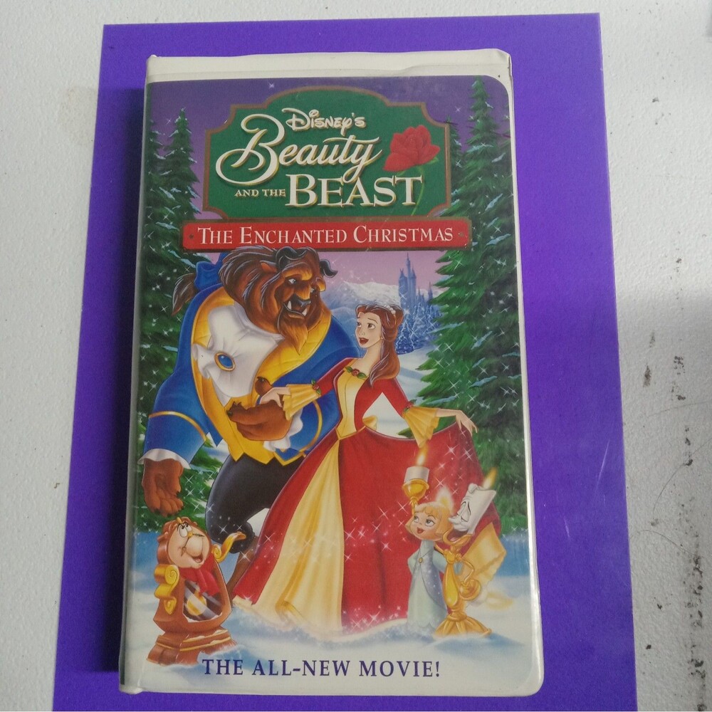 Beauty and the Beast: An Enchanted Christmas (VHS, 1997) White Clamshell
